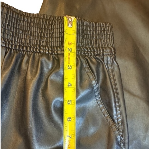 Y2K H&M Black Faux Leather Pants High Waist Wide-Leg Palazzo Women's Size 4 - Picture 7 of 10